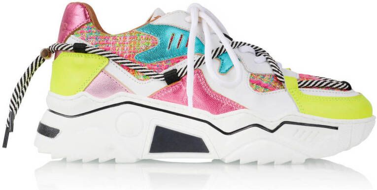 DWRS LABEL DWRS Jupiter tweed Pink Yello Roze Leer Lage sneakers Dames