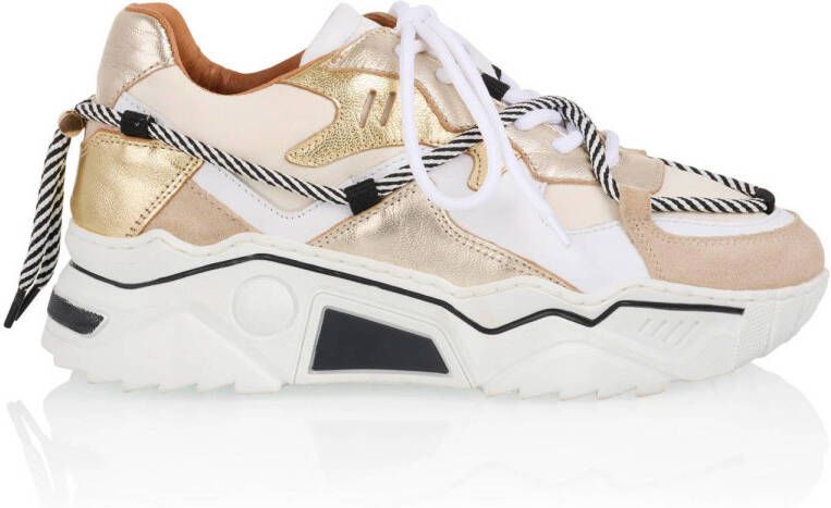 DWRS LABEL Jupiter metallic White Champagne Wit Leer Lage sneakers Dames