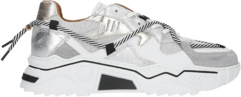 DWRS LABEL Jupiter denim Silver Grey Grijs Leer Lage sneakers Dames