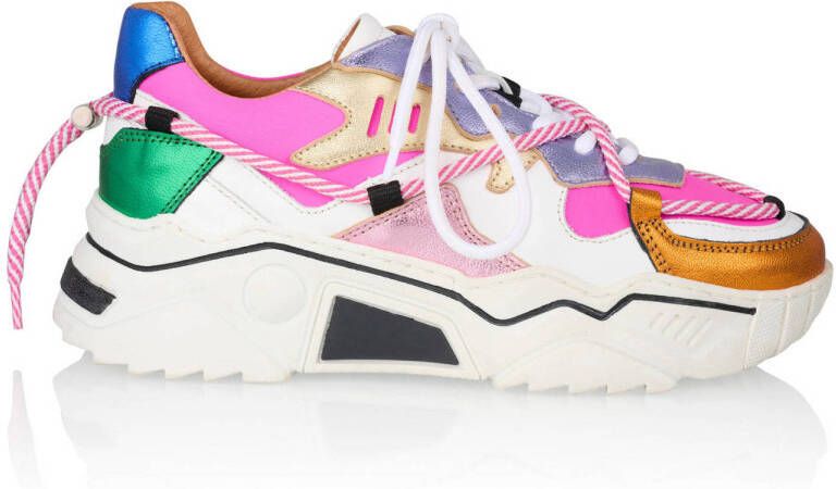 DWRS Jupiter chunky leren sneakers wit multi