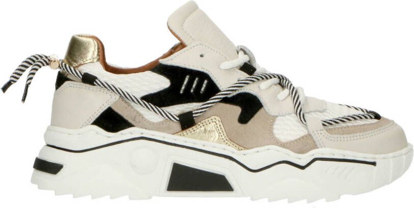 DWRS Jupiter chunky leren sneakers wit zwart champagne
