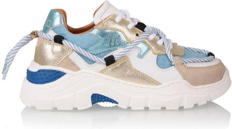 DWRS Jupiter leren sneakers blauw Meisjes Denim 35