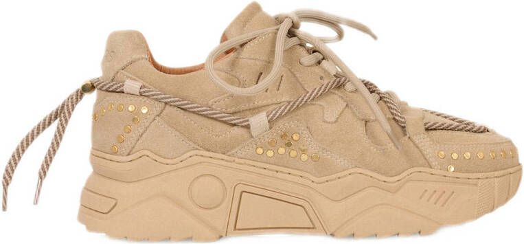 DWRS JUPITER studs chunky leren sneakers beige