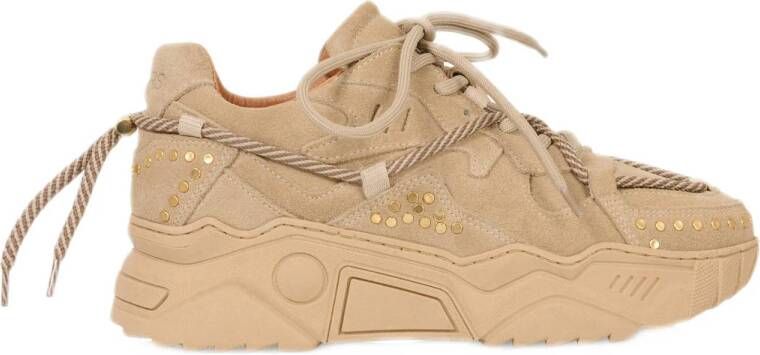 DWRS JUPITER studs chunky leren sneakers beige