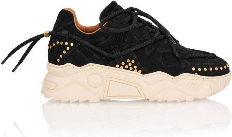 DWRS JUPITER studs chunky leren sneakers zwart