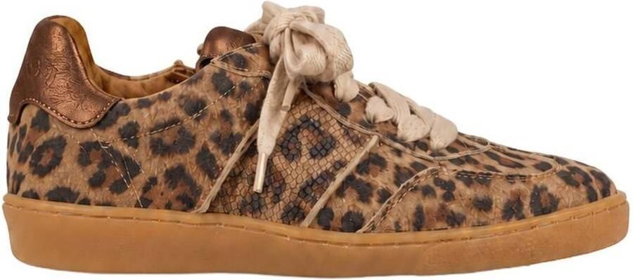 DWRS leren sneakers met panterprint cognac brons