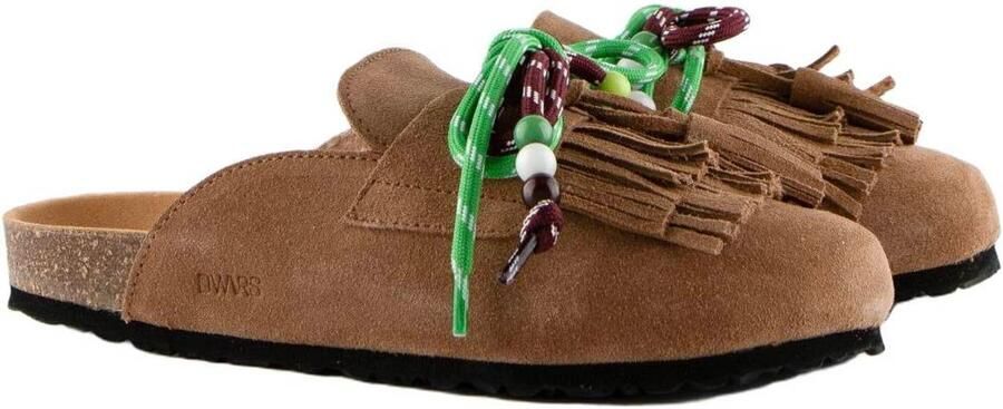 DWRS suède clogs met franjes cognac - Foto 3
