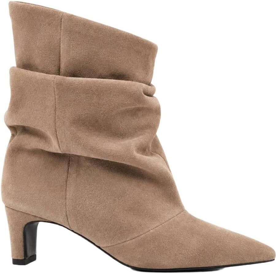 DWRS suède enkellaarsjes met hak beige