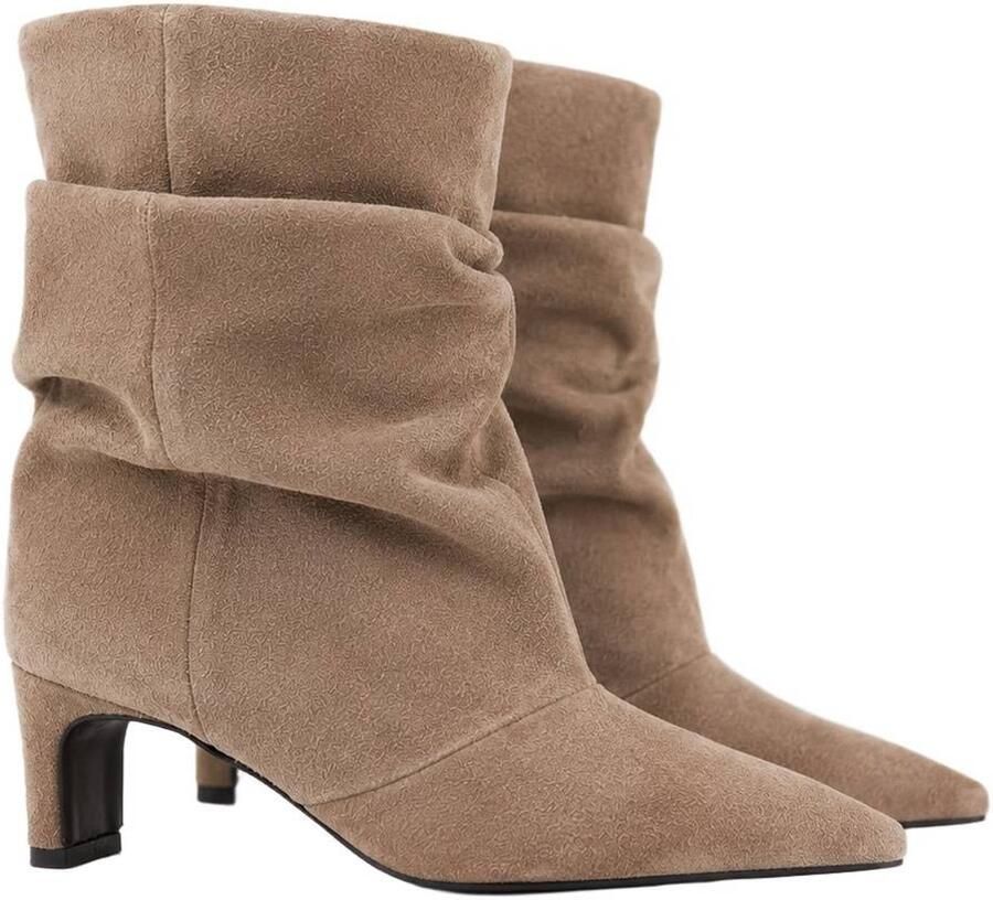 DWRS suède enkellaarsjes met hak beige - Foto 2