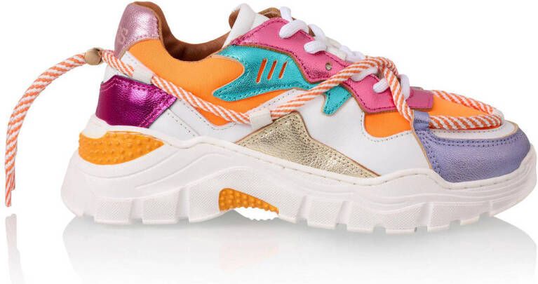 DWRS Jupiter leren sneakers oranje multi Meisjes Leer Meerkleurig 28