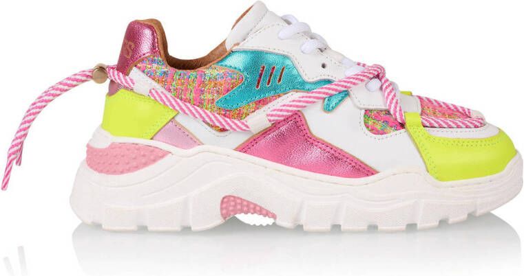 DWRS Jupiter leren sneakers roze geel Leer Meerkleurig 33