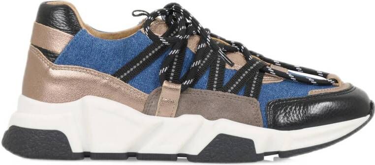 DWRS Pluto leren sneakers met pailletten roze blauw Meisjes Leer Meerkleurig 35