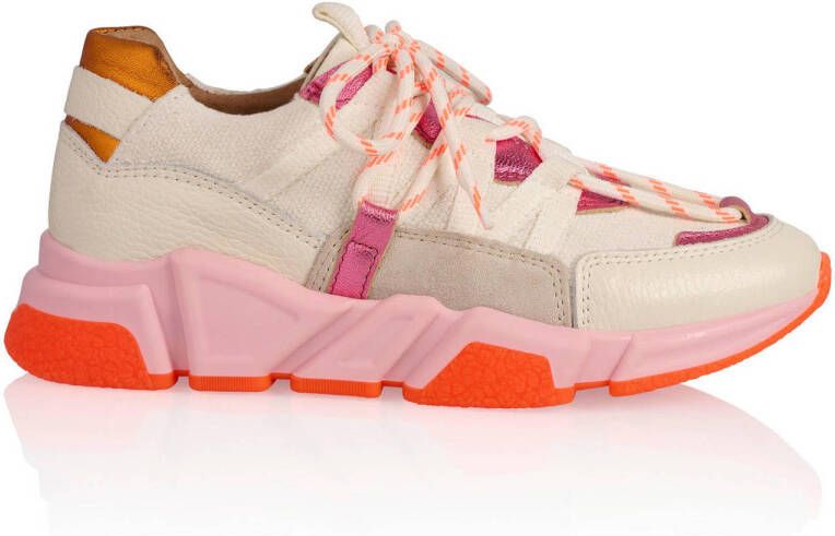 DWRS Los Angeles chunky leren sneakers wit roze