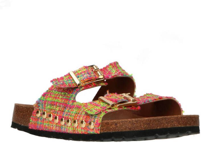 DWRS LABEL DWRS Malibu tweed | pink Roze Textiel Slippers met gesp Dames
