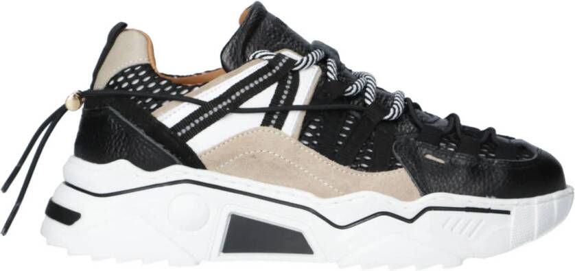 DWRS Orion chunky leren sneakers zwart beige
