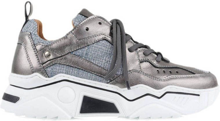 DWRS LABEL DWRS Pluto Stone Cipra Grijs Leer Lage sneakers Dames