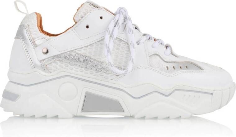 DWRS Pluto chunky leren sneakers wit zilver