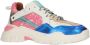 DWRS Pluto leren sneakers met pailletten roze blauw Meisjes Leer Meerkleurig 35 - Thumbnail 7