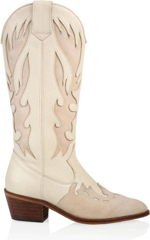 DWRS Regina leren cowboylaarzen ecru beige