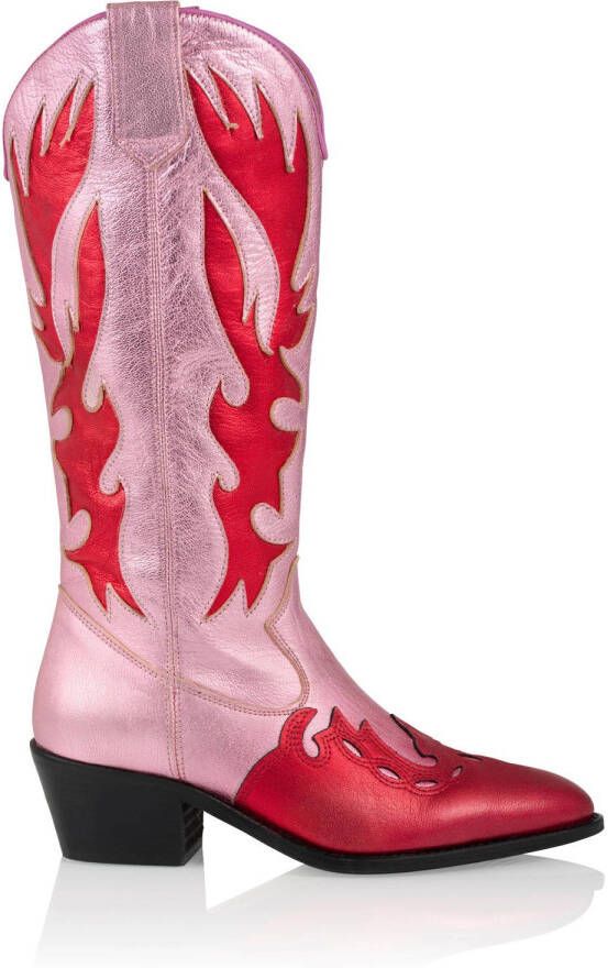 DWRS Regina leren cowboylaarzen roze rood