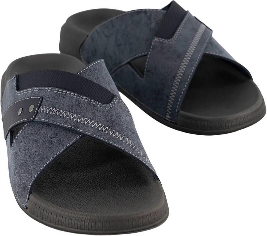 Easy Street leren slippers donkerblauw - Foto 2