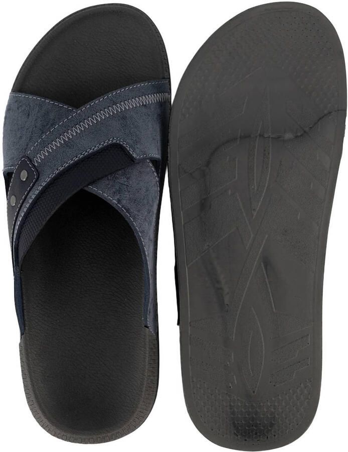 Easy Street leren slippers donkerblauw - Foto 3