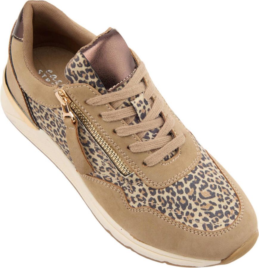 Easy Street sneakers met panterprint beige