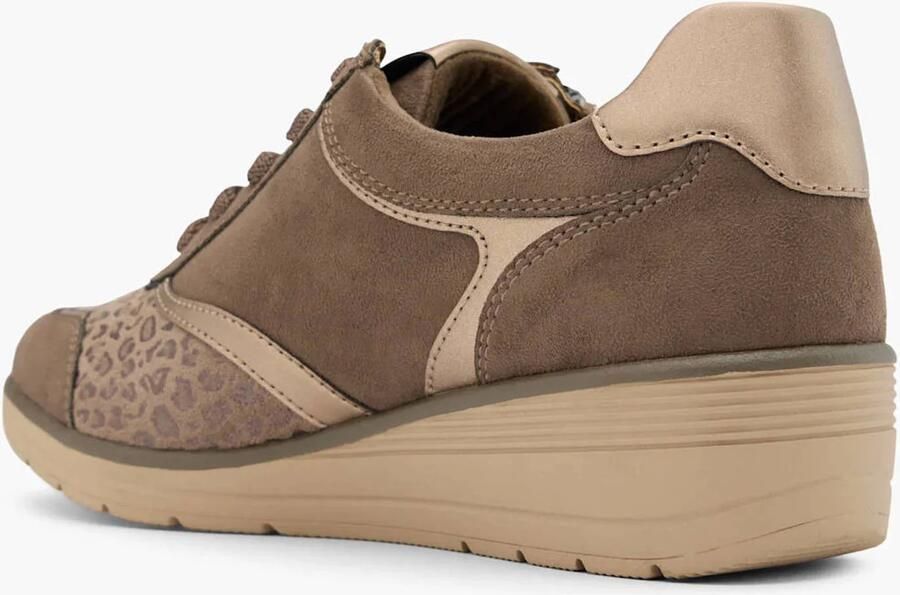 Easy Street suèdelook veterschoenen met sleehak taupe - Foto 2