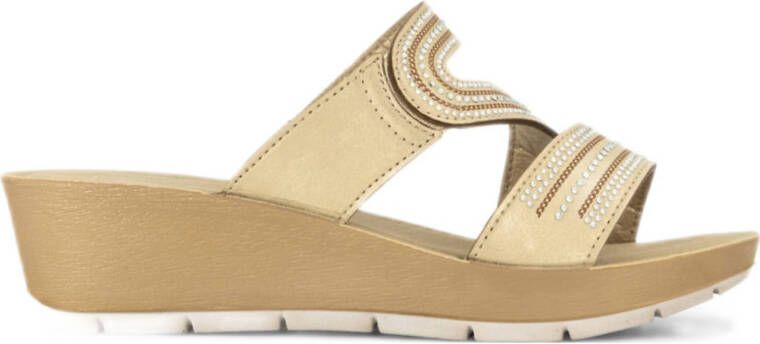 Easy Street slippers met strass beige