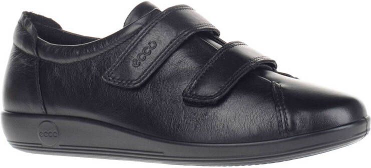 Ecco Comfort Soft 2.0 leren klittenbandschoenen zwart