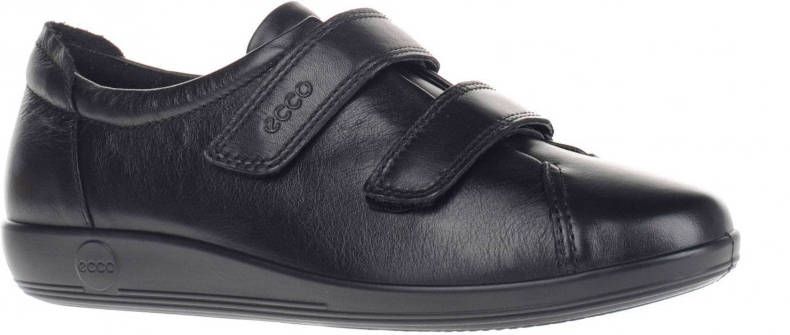 Ecco Comfort Soft 2.0 leren klittenbandschoenen zwart