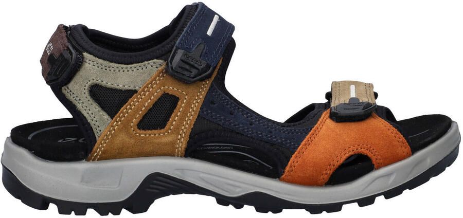 Ecco Off-Road suede sandalen chunky zwart oranje grijs