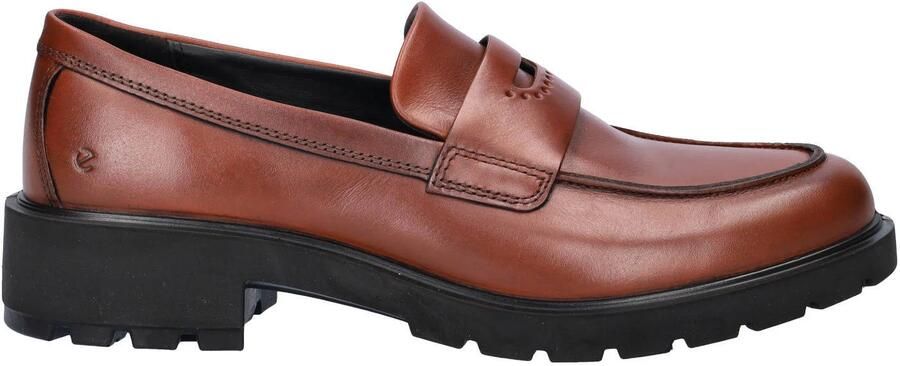 Ecco Vienna leren loafers blokhak bruin