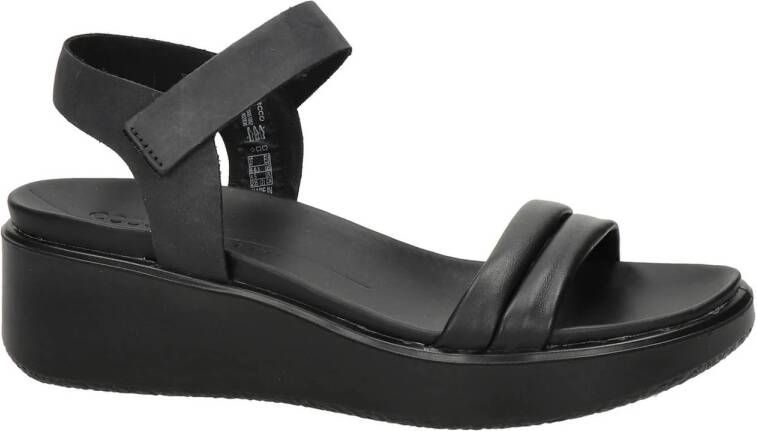 Ecco Flowt Wedge LX leren sandalen zwart