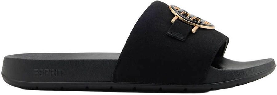 ESPRIT badslippers zwart goudkleurig