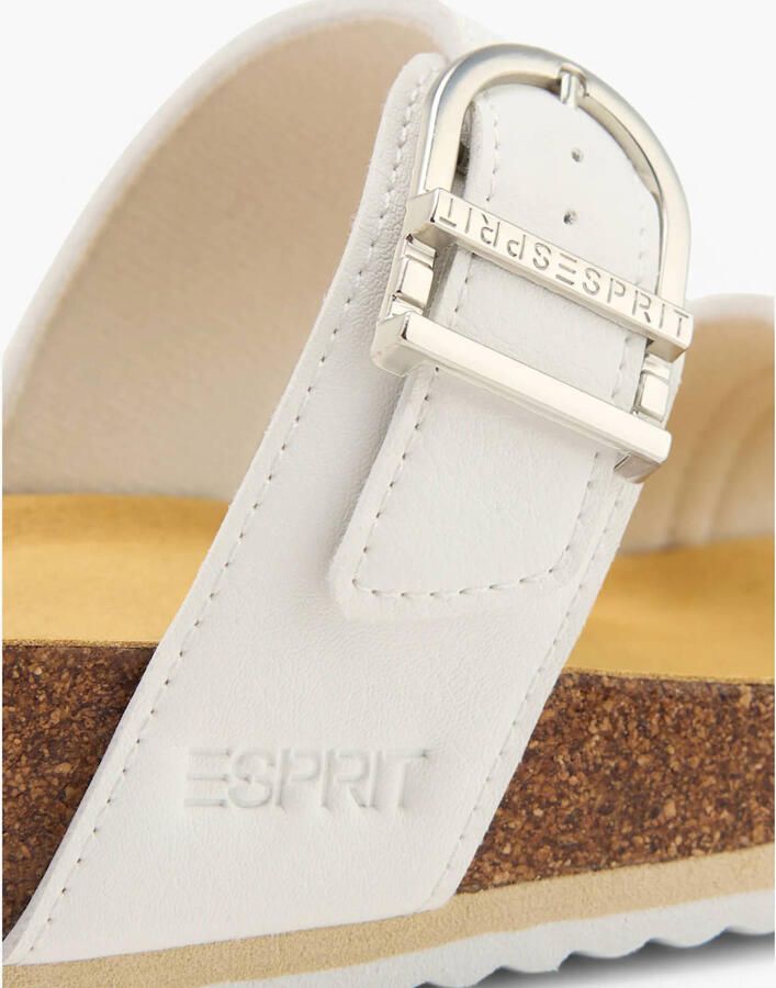 ESPRIT imitatieleren slippers met sleehak wit - Foto 2