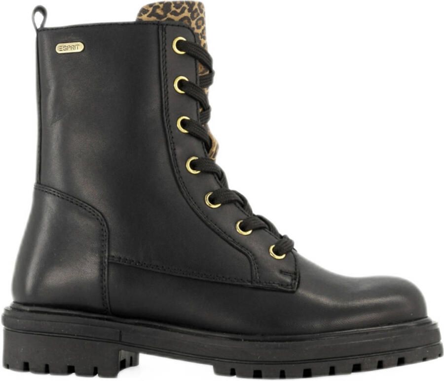 ESPRIT leren veterboots zwart panter