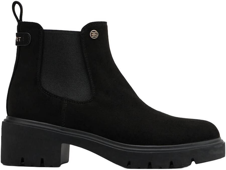 ESPRIT suède chelsea boots met profielzool zwart