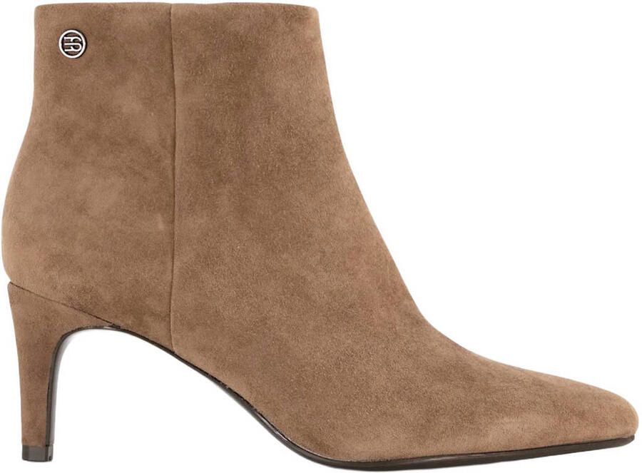 ESPRIT suède enkellaarzen met hak camel
