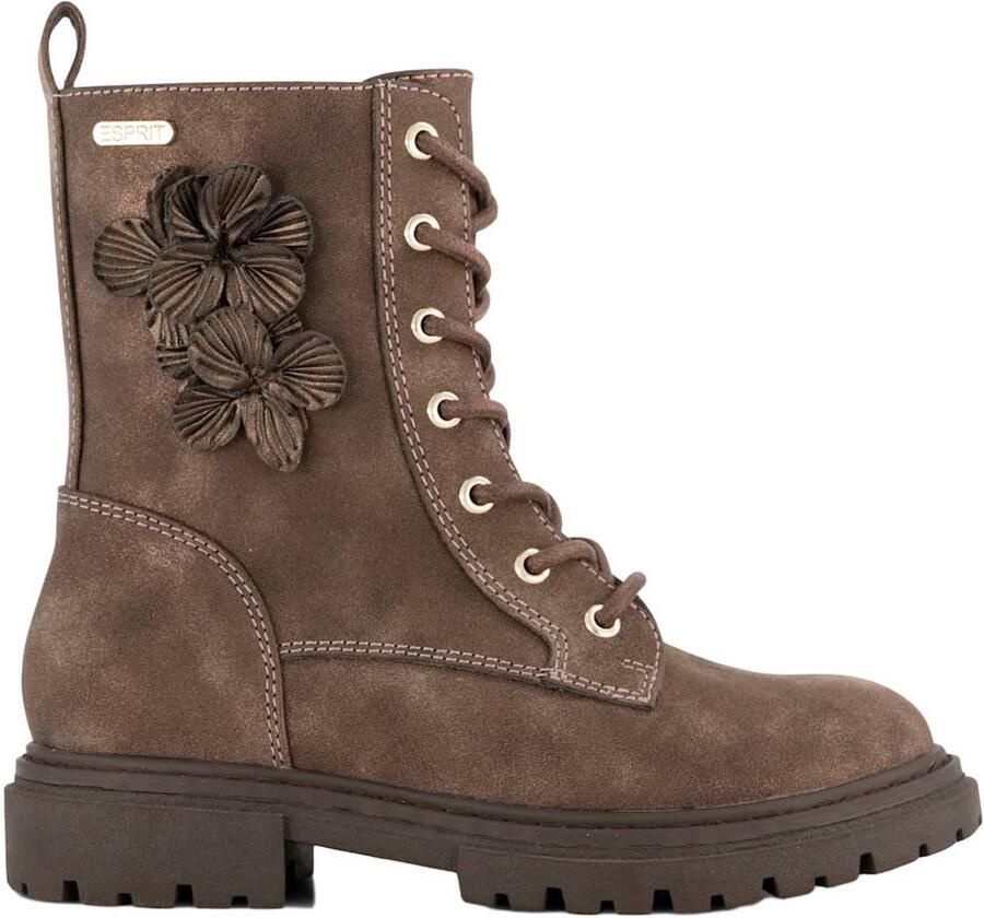 ESPRIT suède veterschoenen met profielzool bruin