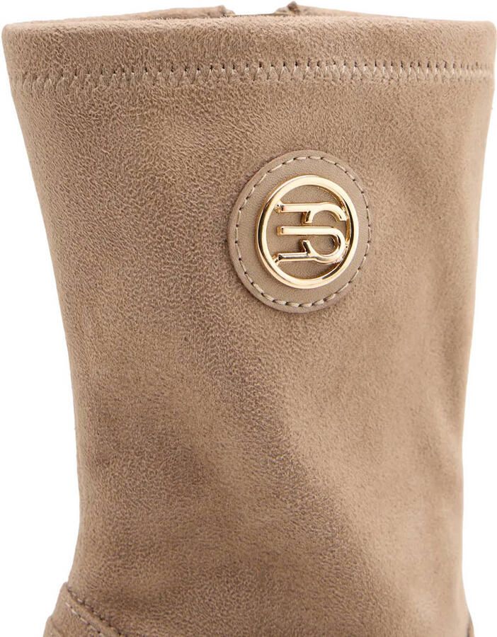ESPRIT suèdelook enkellaarzen met blokhak taupe - Foto 2