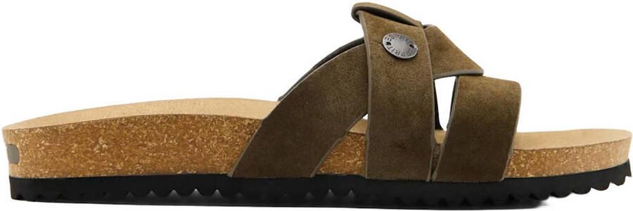ESPRIT suèdelook slippers olijfgroen