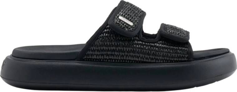 ESPRIT raffia slippers zwart