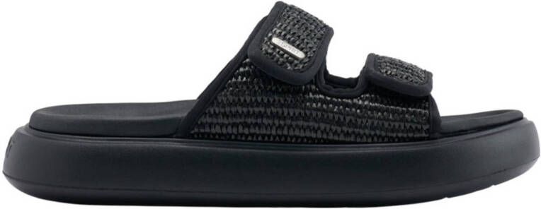 ESPRIT raffia slippers zwart