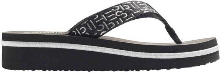 ESPRIT teenslippers zwart zilver