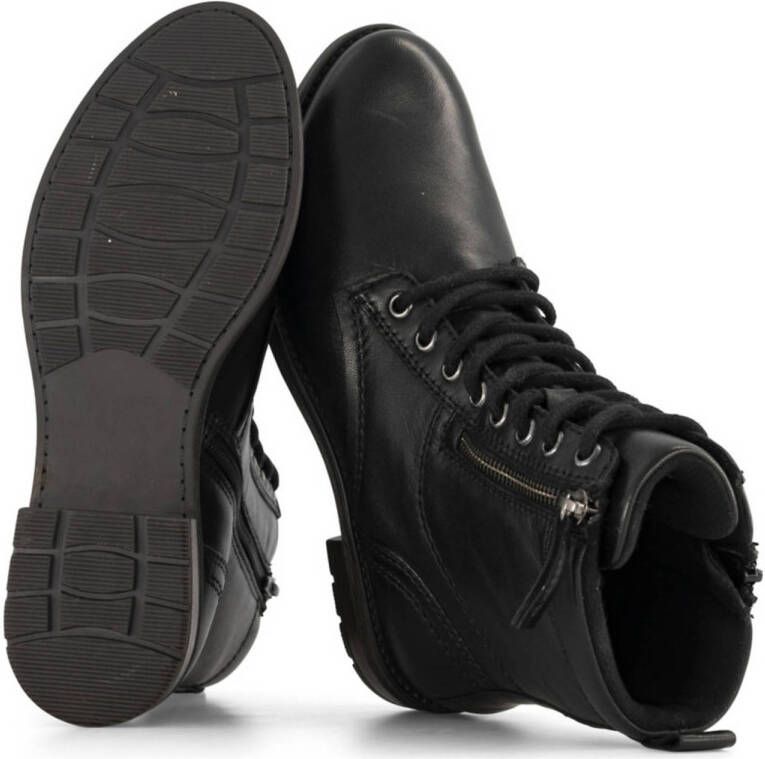 5th Avenue leren veterboots zwart