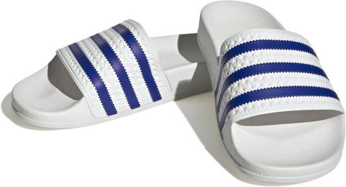 adidas Originals badslippers wit blauw