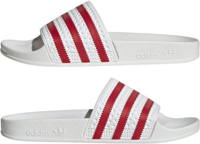 adidas Originals badslippers wit rood