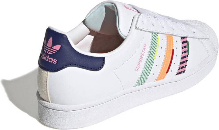 adidas Originals Superstar sneakers wit donkerblauw groen oranje