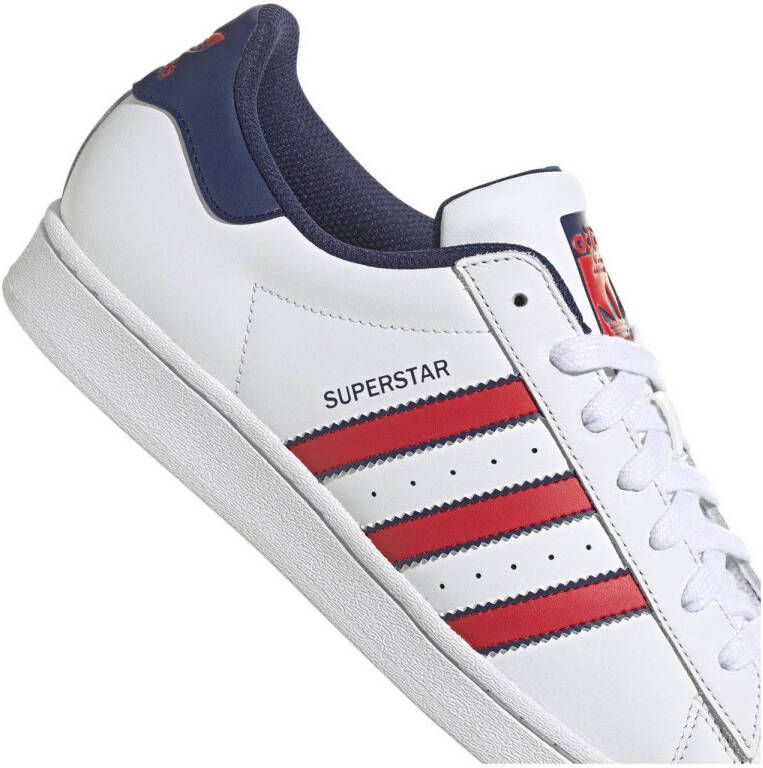 adidas Originals Superstar sneakers wit donkerblauw rood